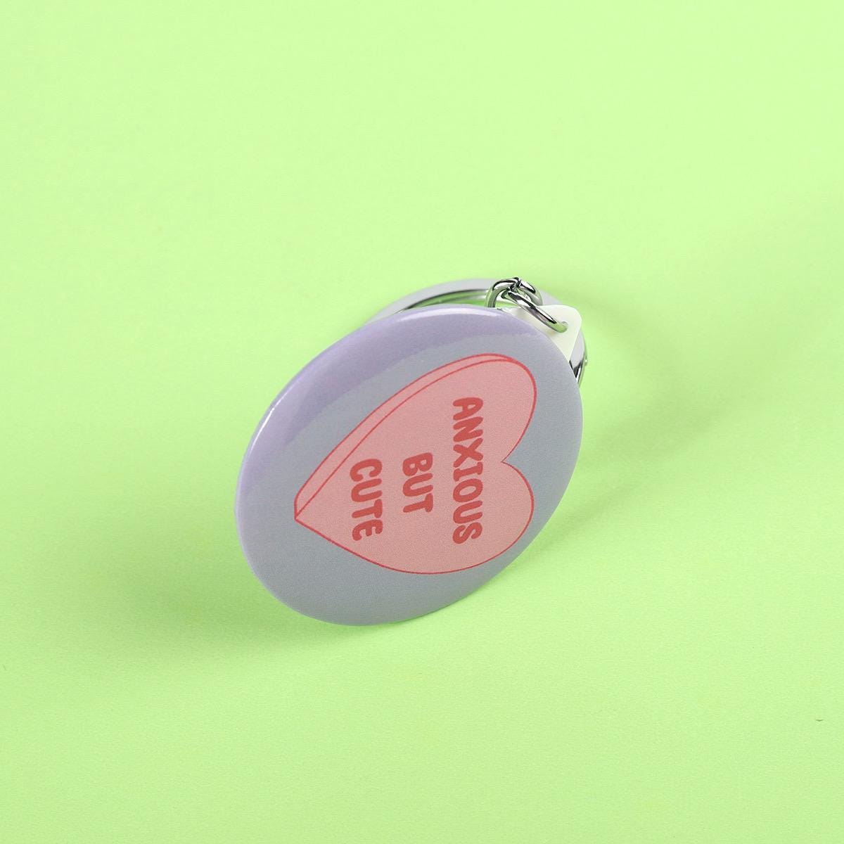 Anxious but cute | Compact mirror key chain