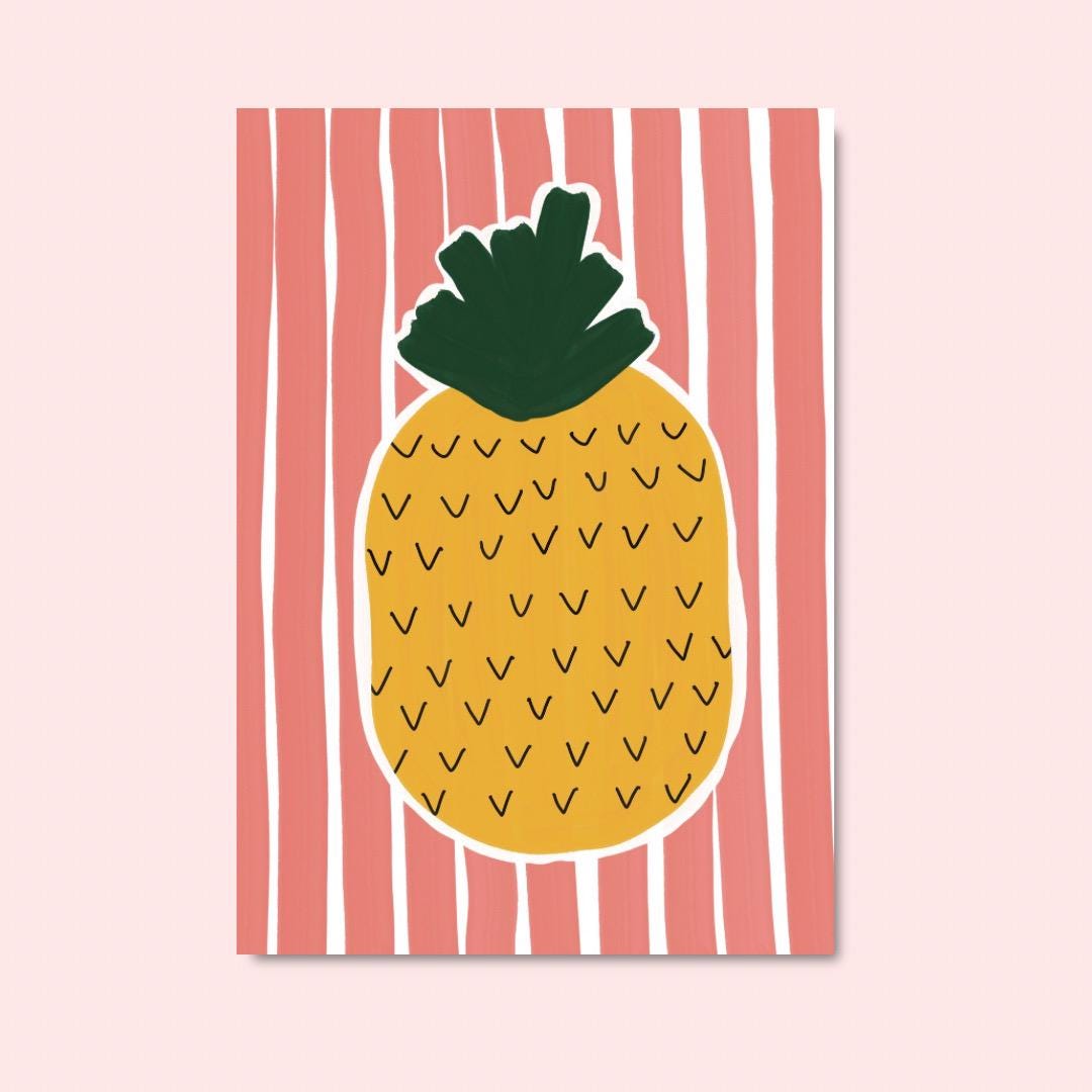 Pineapple | A4 Art Print | Colourful Fruit