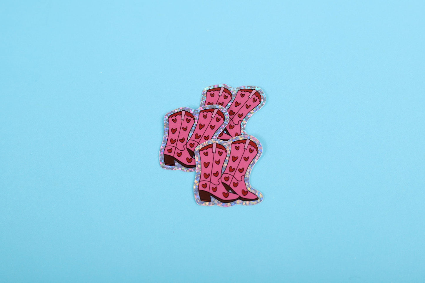 Heart cowboy boots | Small Glitter Sticker