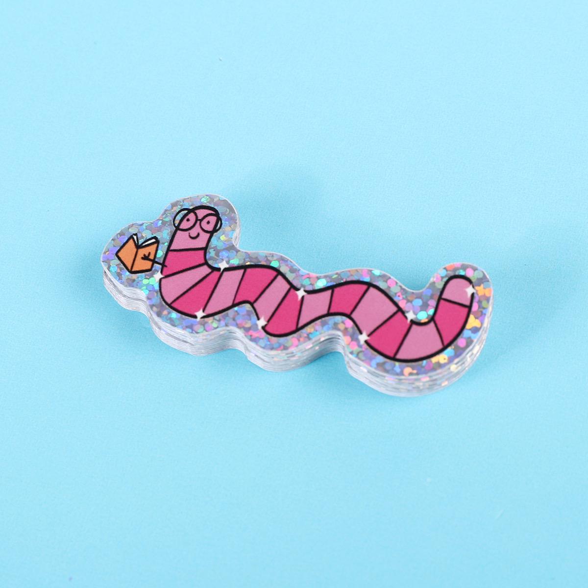 Bookworm | Glitter Sticker