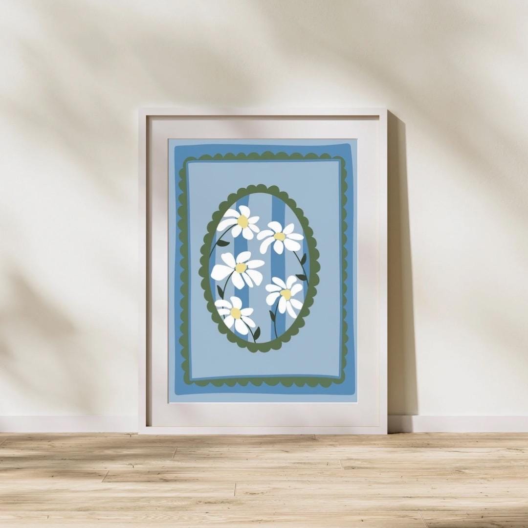 Daisy flowers in a frame art print
