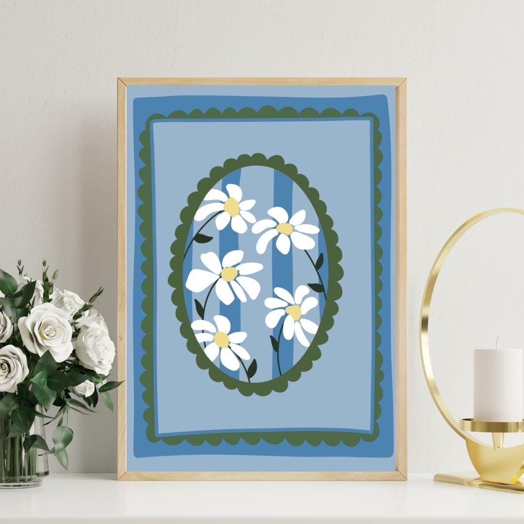 Daisy flowers in a frame art print