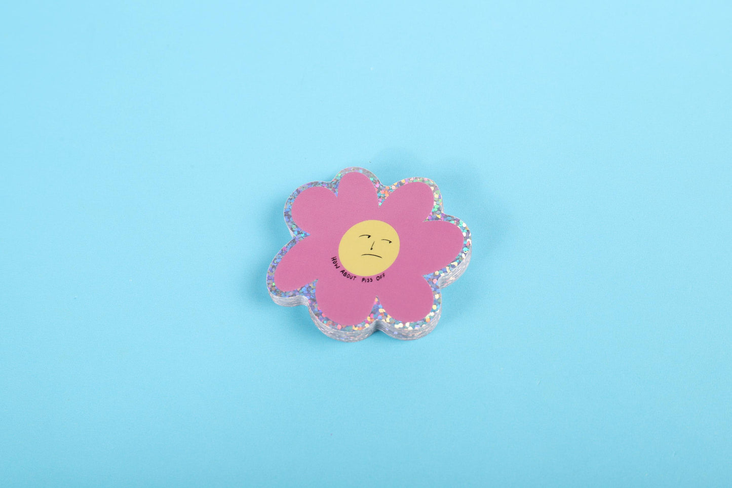 Grumpy Flower | Glitter Sticker