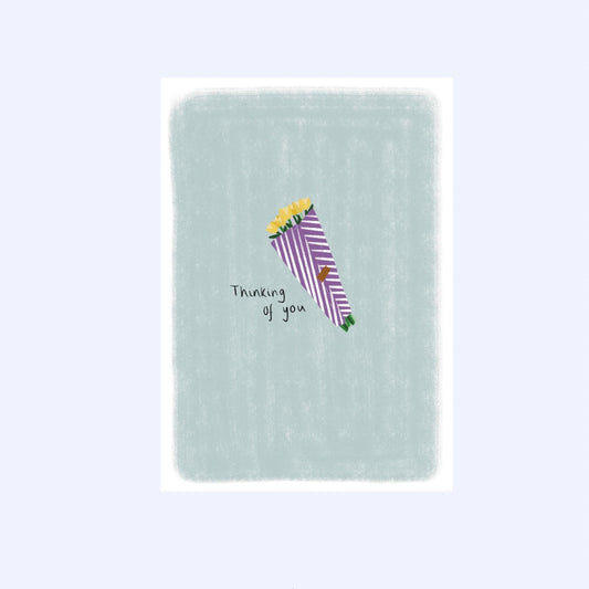 Thinking of You Flowers A6 Greeting Card With Kraft Envelope
