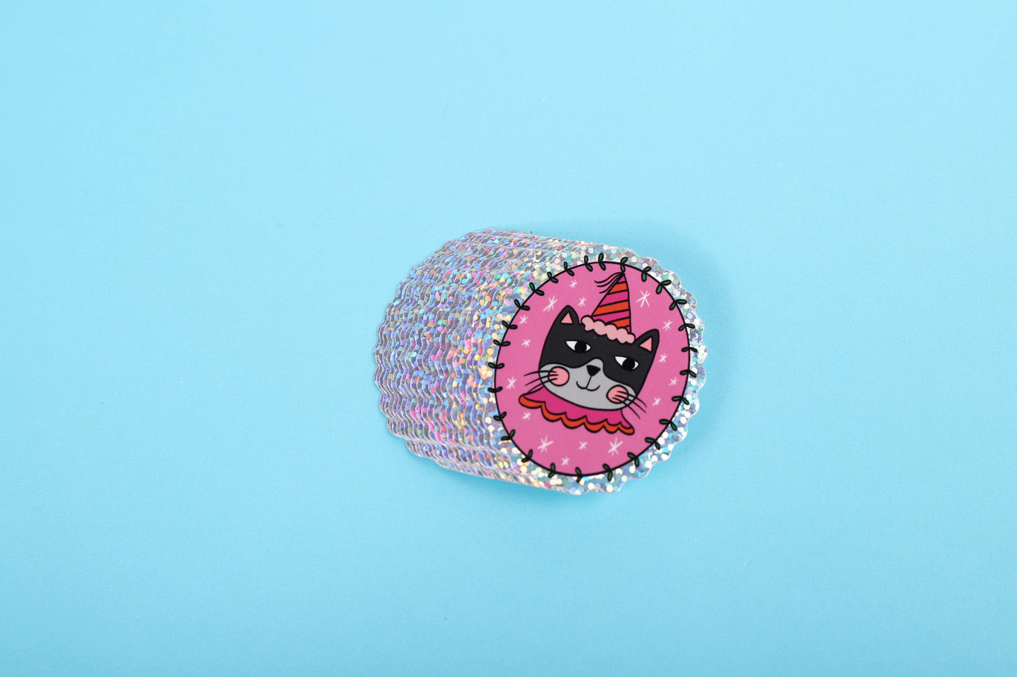 Birthday Cat | Glitter Sticker