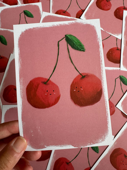 Happy cherries | A6 Blank Back Postcard