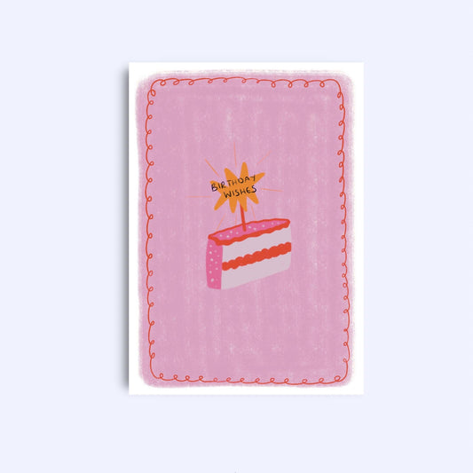 Birthday Cake Card: A6 Greeting Card with Kraft Envelope