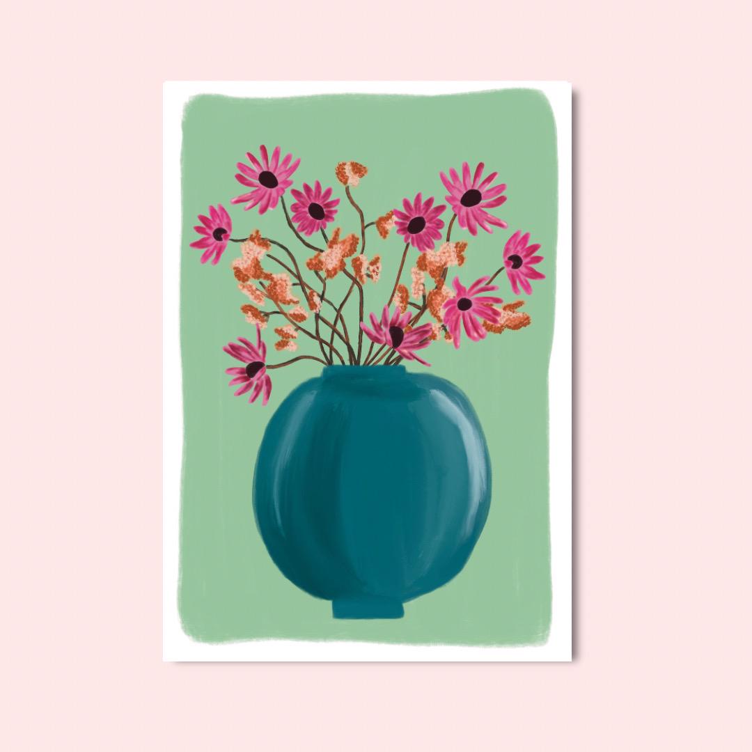 Flowers In A Vase A4 Art Print