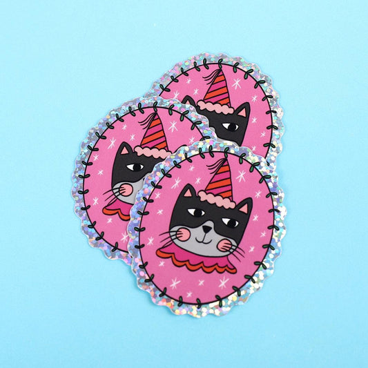 Birthday Cat | Glitter Sticker