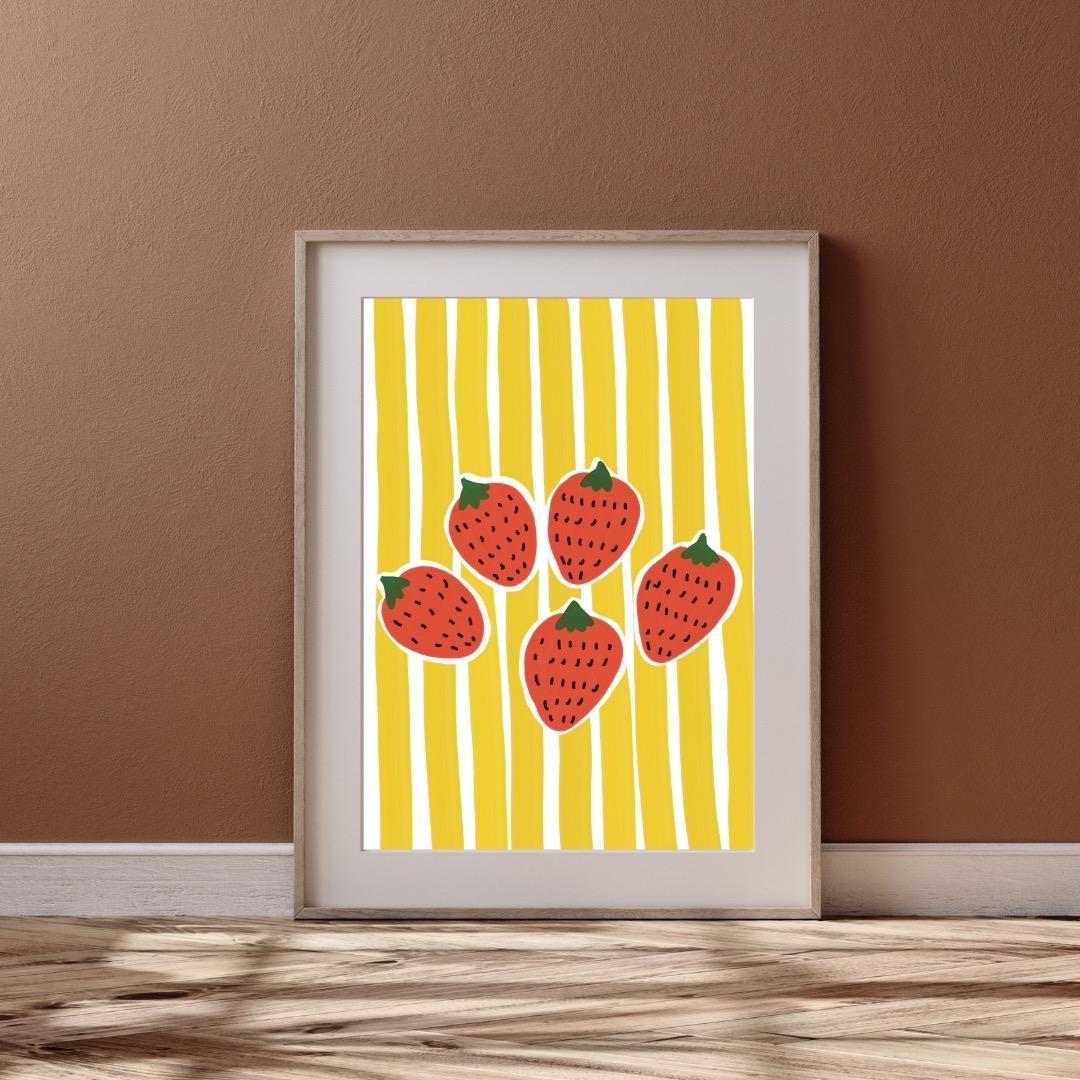 Strawberries | A4 Art Print | Colourful Fruit