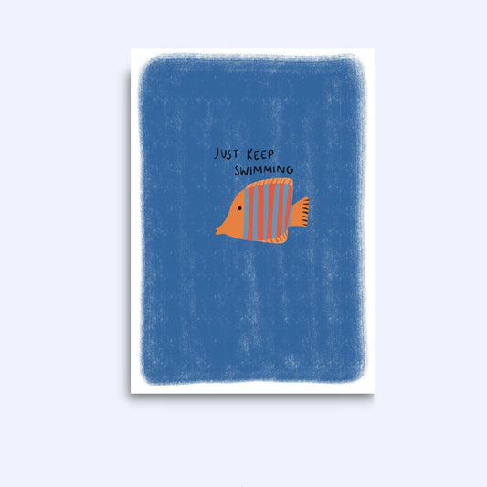 Just Keep Swimming Card: A6 Greeting Card with Kraft Envelope