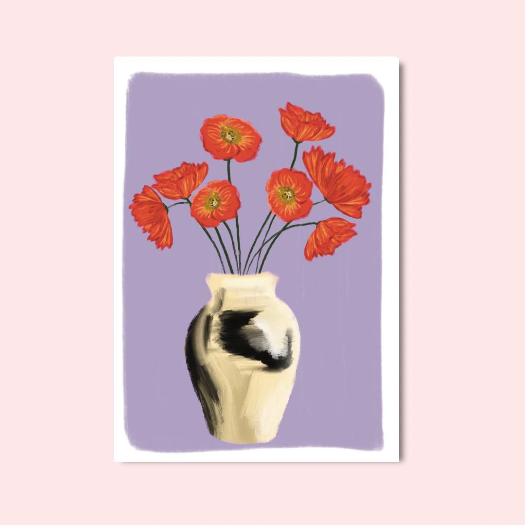 Flowers In A Vase A4 Art Print