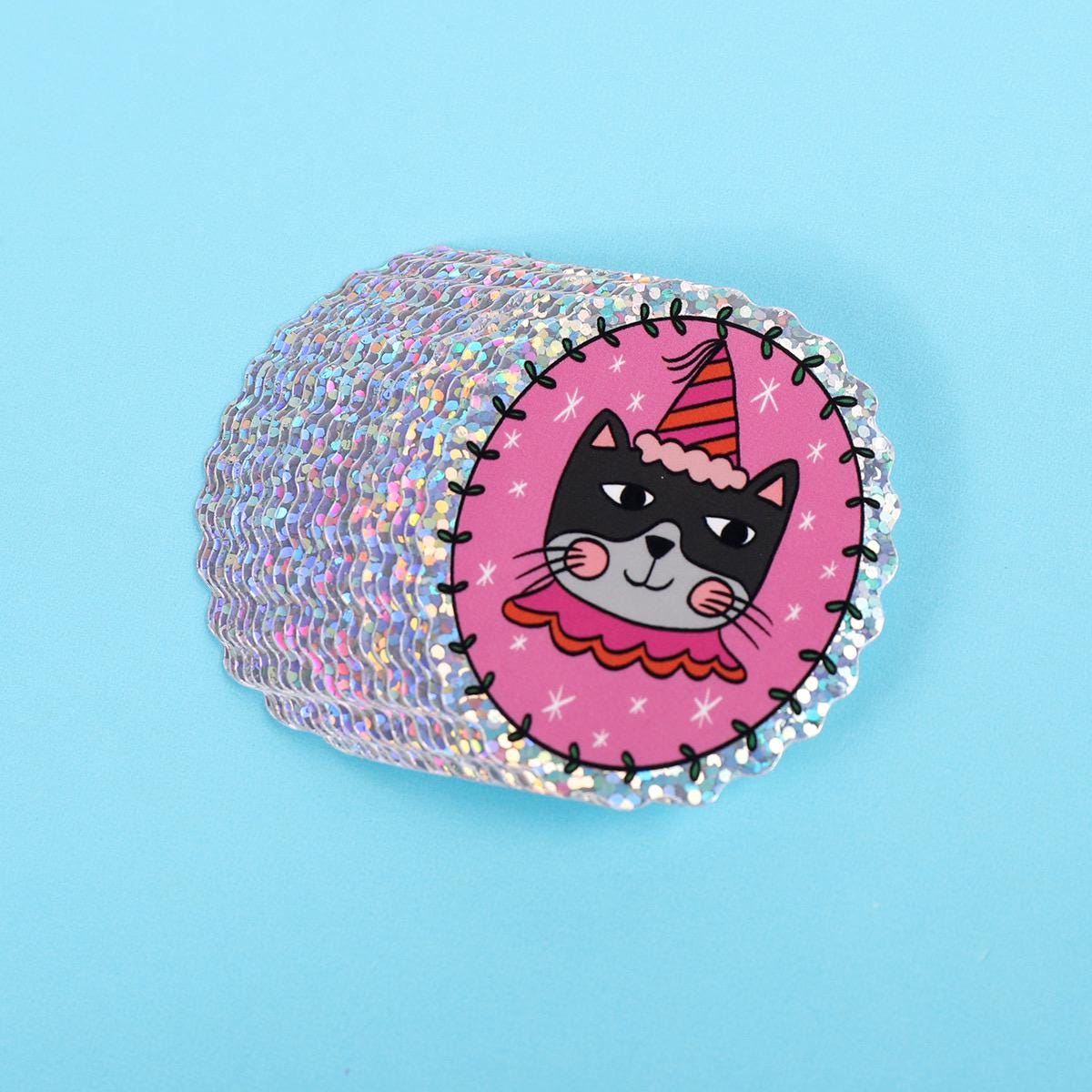Birthday Cat | Glitter Sticker
