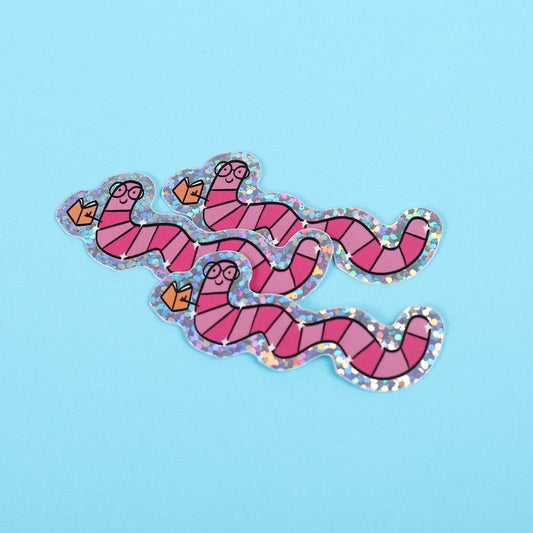 Bookworm | Glitter Sticker