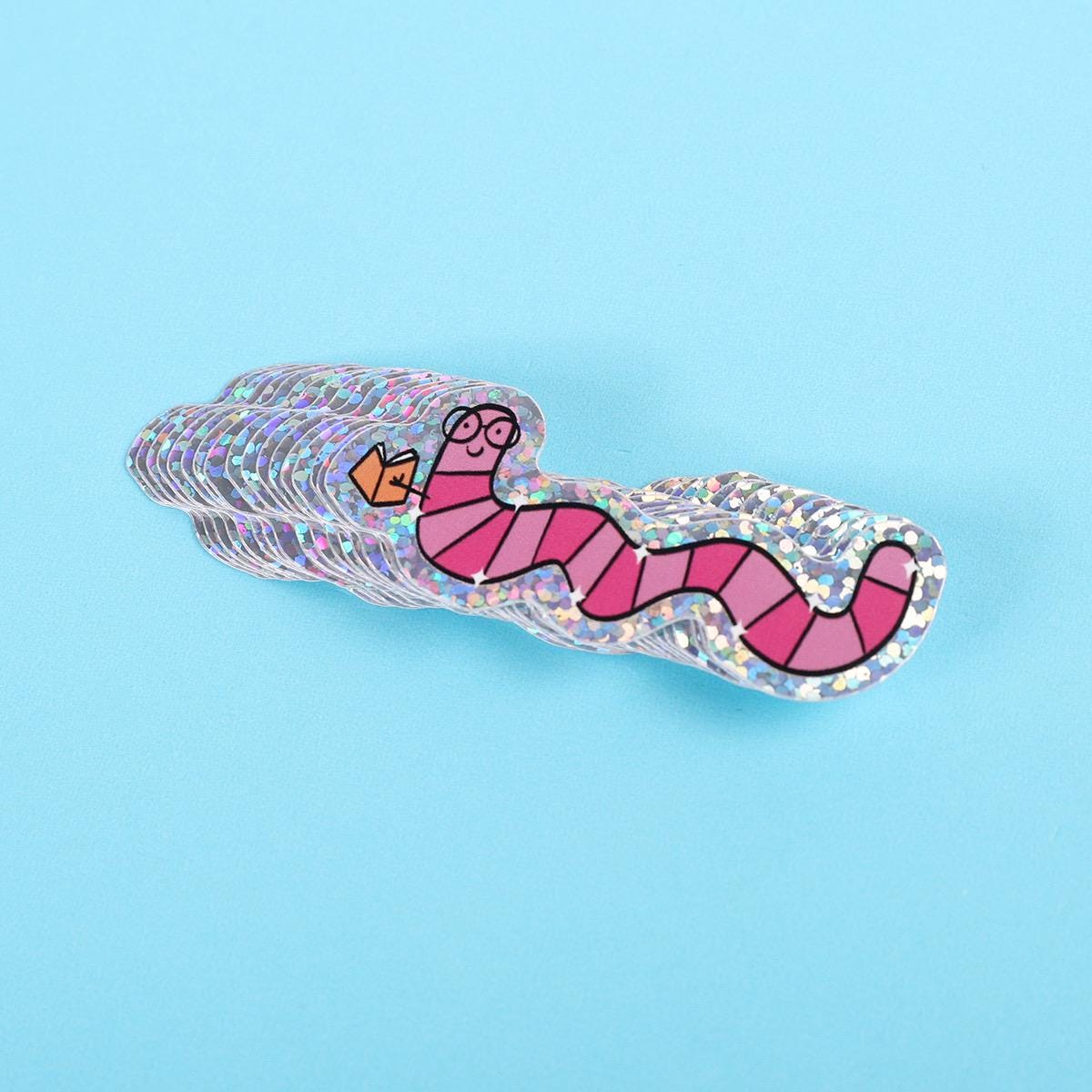 Bookworm | Glitter Sticker