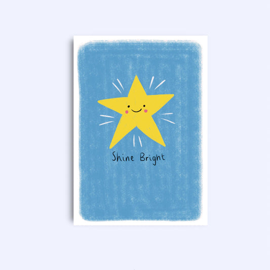 Shine Bright Star Greeting Card - A6 with Kraft Envelope