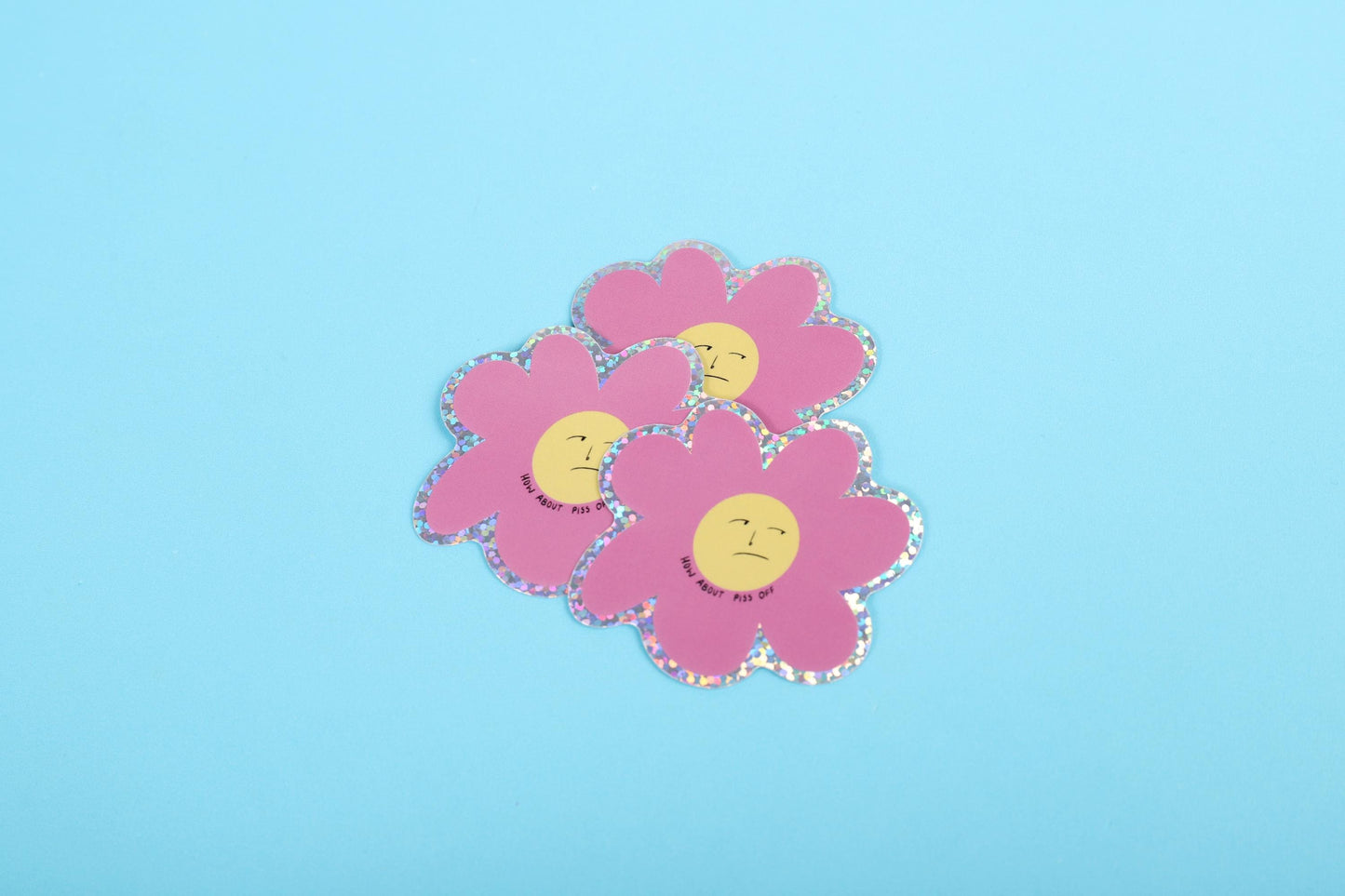 Grumpy Flower | Glitter Sticker