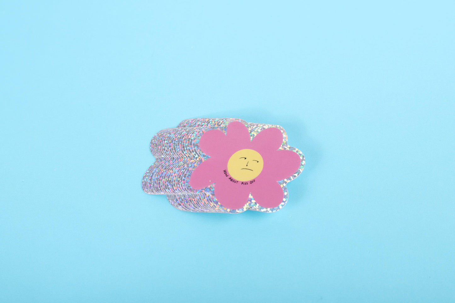 Grumpy Flower | Glitter Sticker