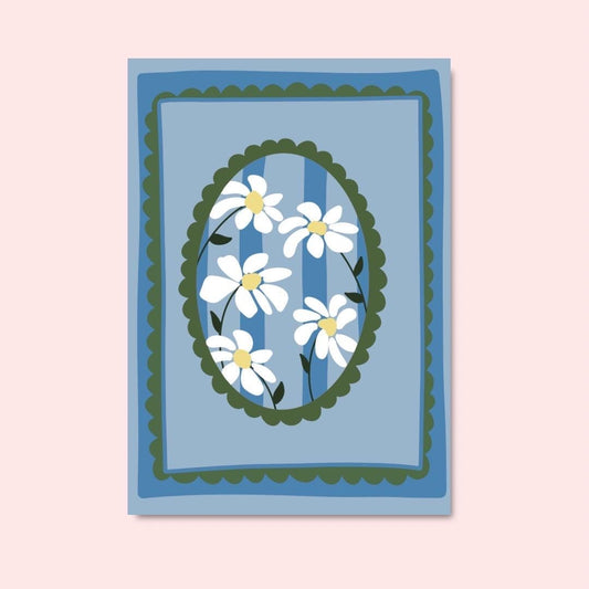 Daisy flowers in a frame art print