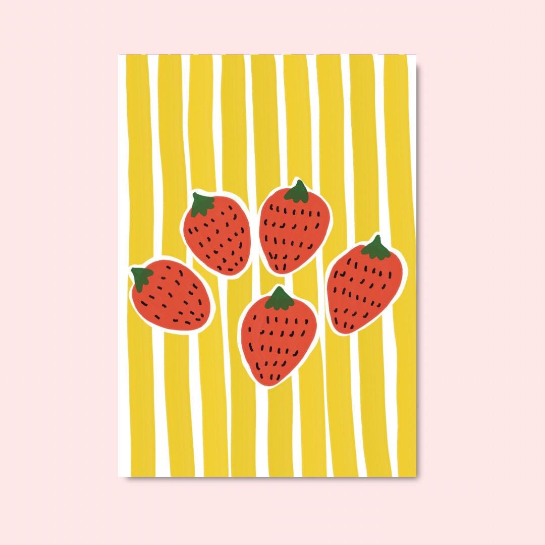 Strawberries | A4 Art Print | Colourful Fruit