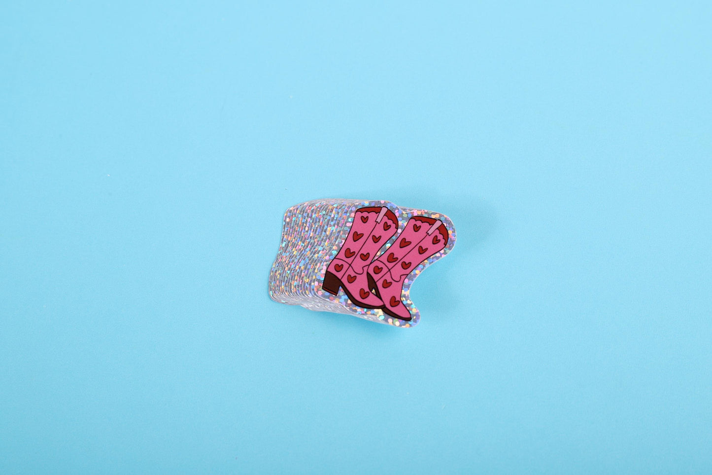 Heart cowboy boots | Small Glitter Sticker