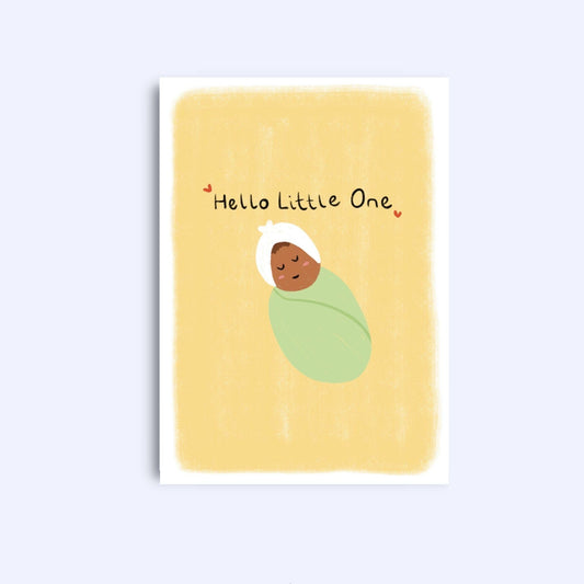 Hello Little One Card: A6 New Baby Greeting Card