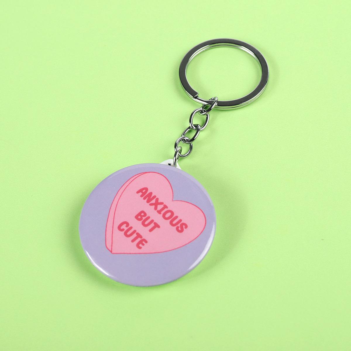 Anxious but cute | Compact mirror key chain