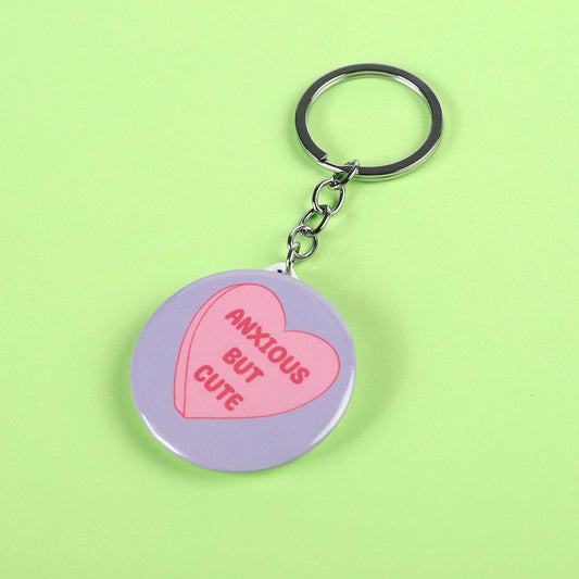 Anxious but cute | Compact mirror key chain