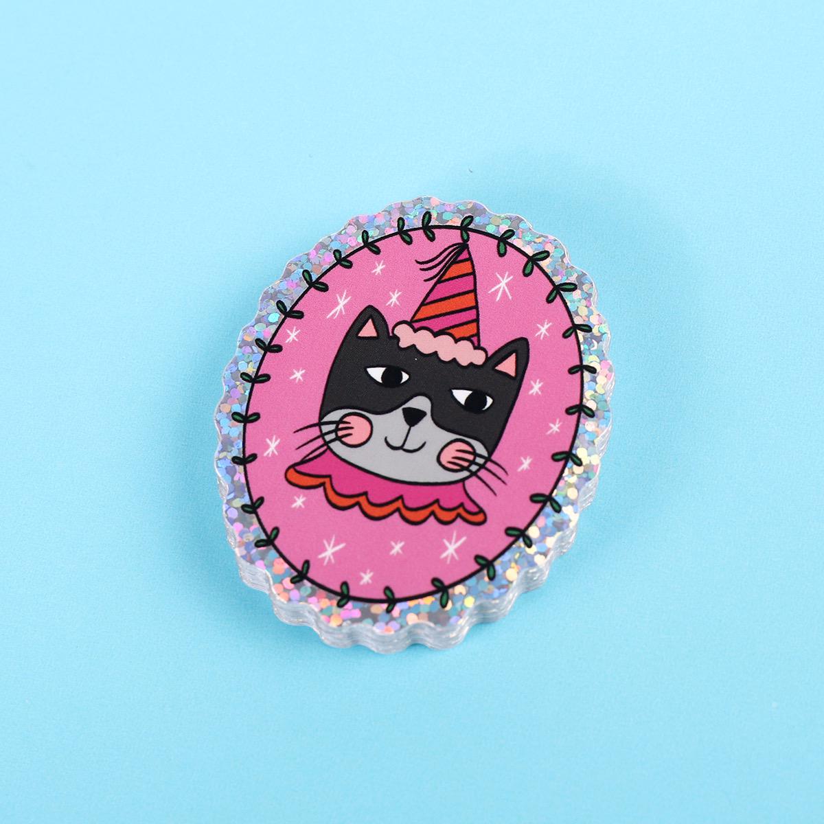 Birthday Cat | Glitter Sticker