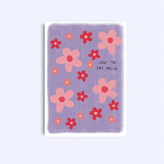 Floral Hello Greeting Card: A6 Card with Kraft Envelope