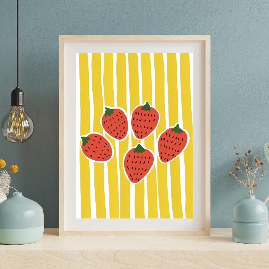 Strawberries | A4 Art Print | Colourful Fruit