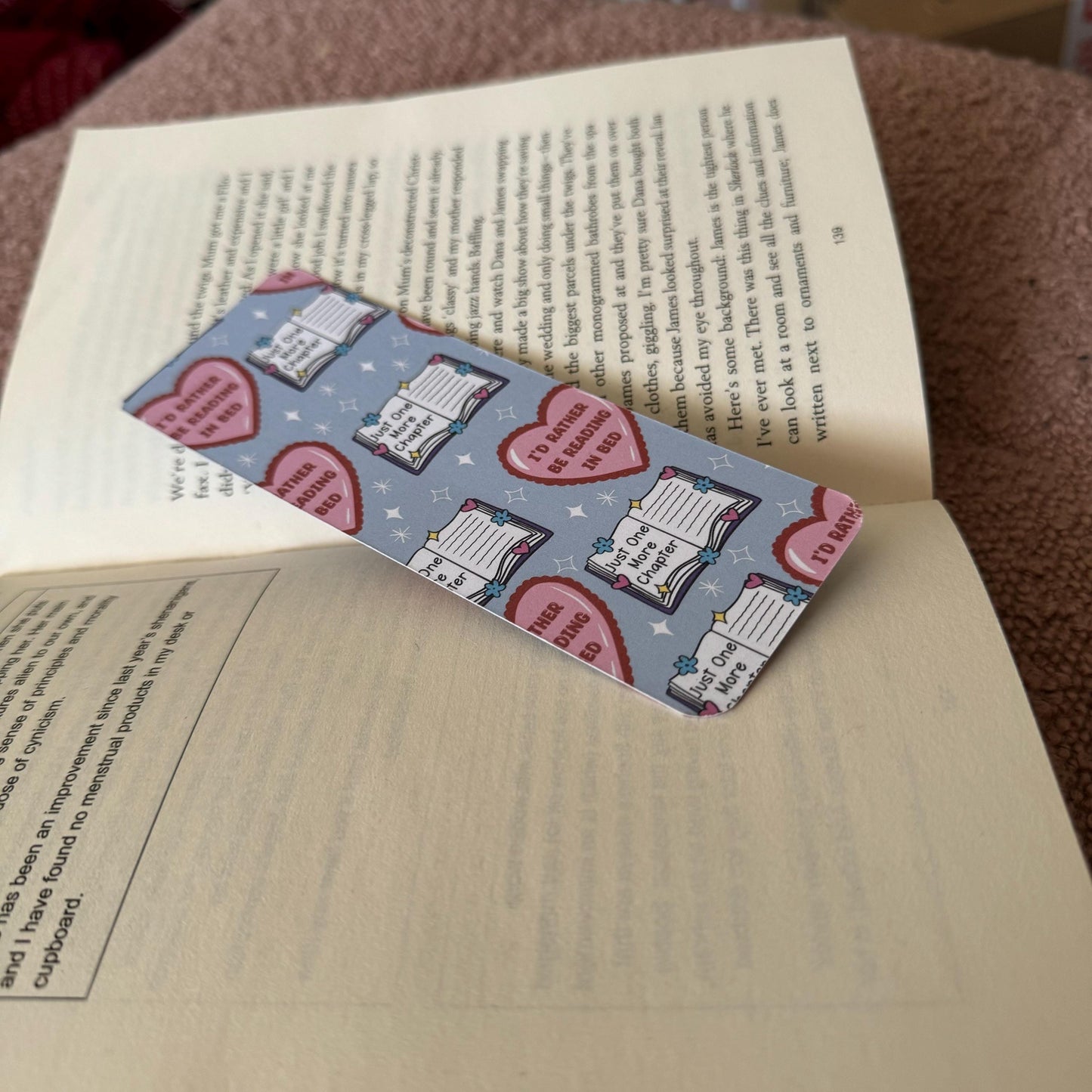 Reading in Bed Bookmark: 300gsm Card Stock