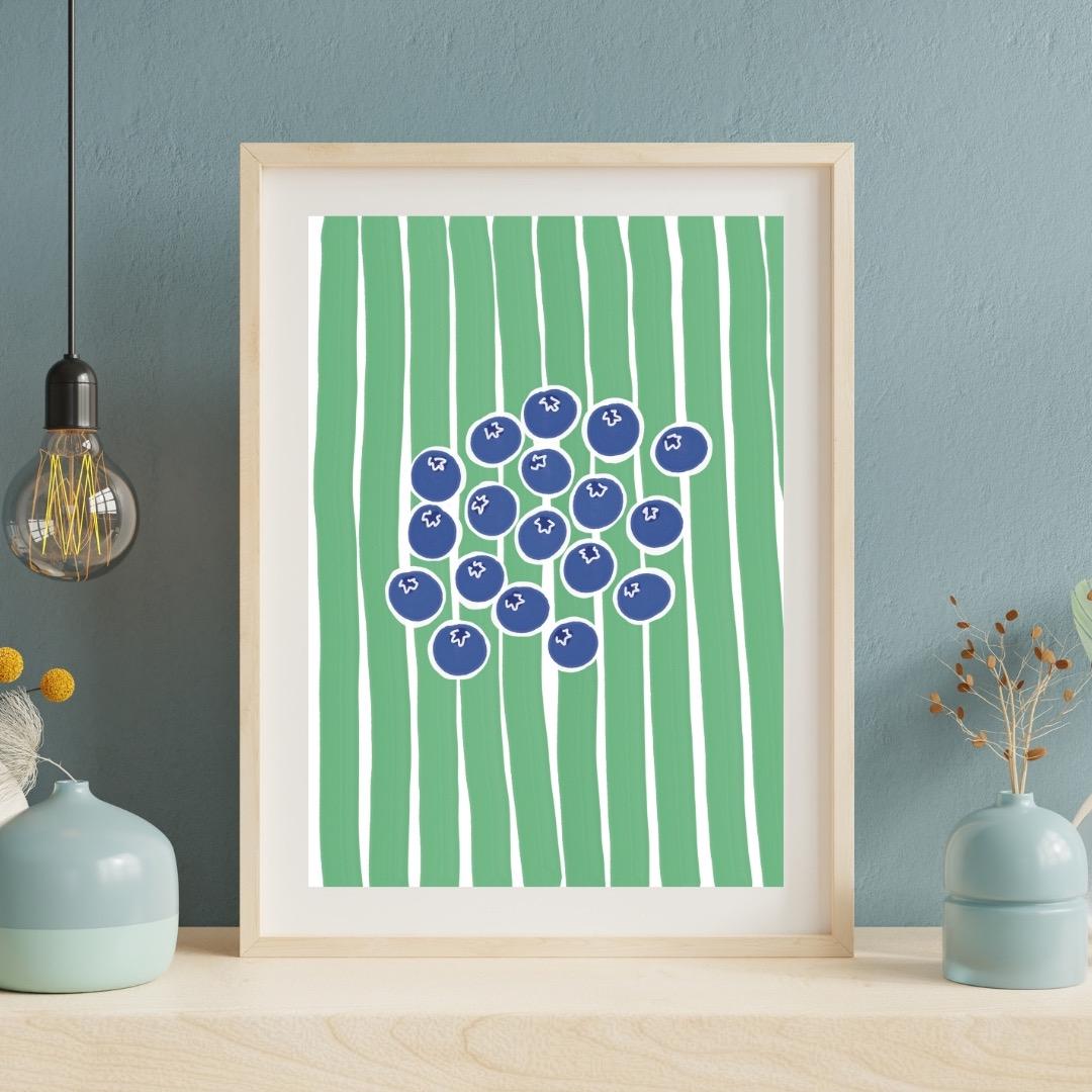 Blueberries | A4 Art Print | Colourful Fruit