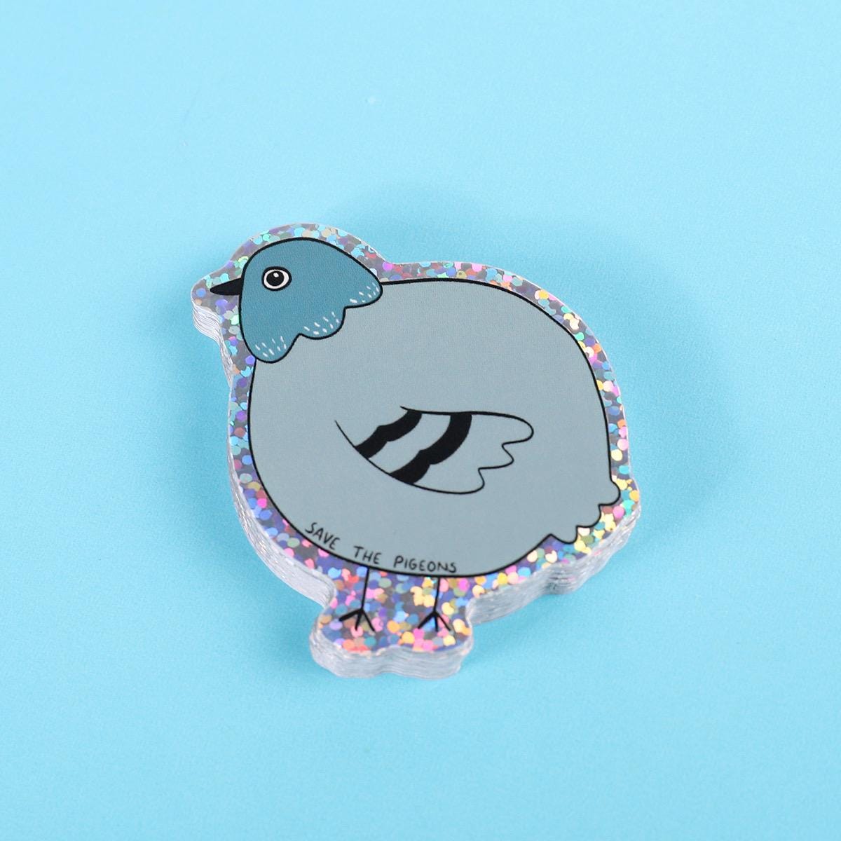 Save the Pigeons | Glitter Sticker