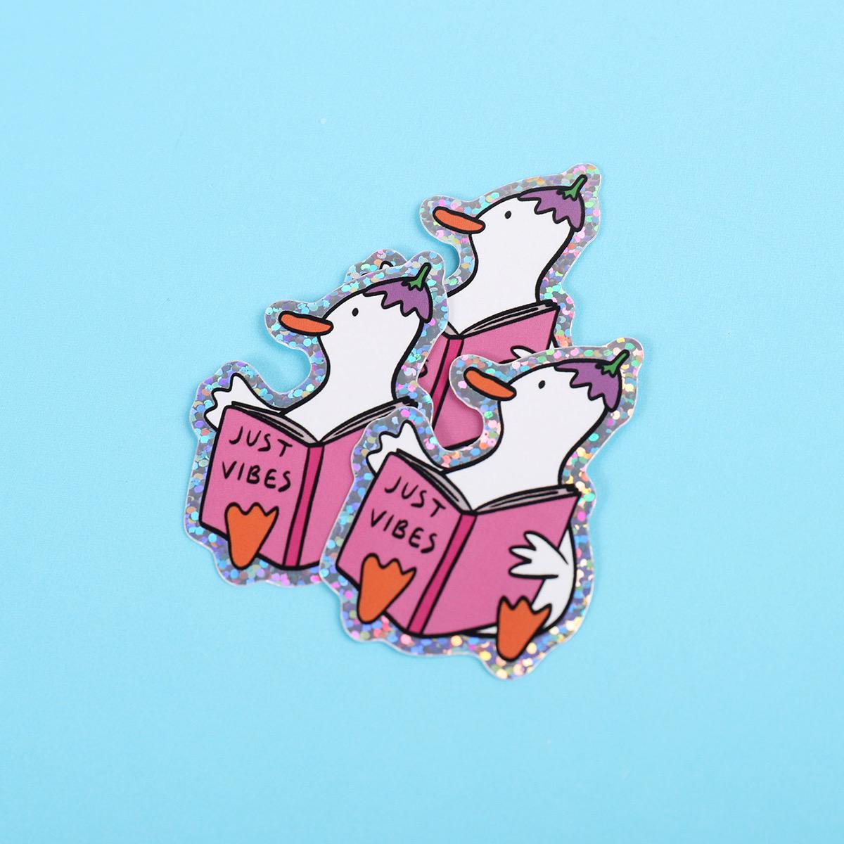 Just Vibes Silly Goose | Glitter Sticker