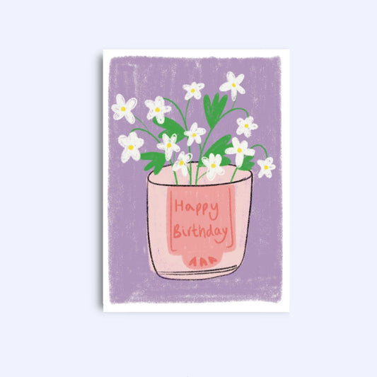 Floral Happy Birthday Card: A6 Greeting Card with Kraft Envelope