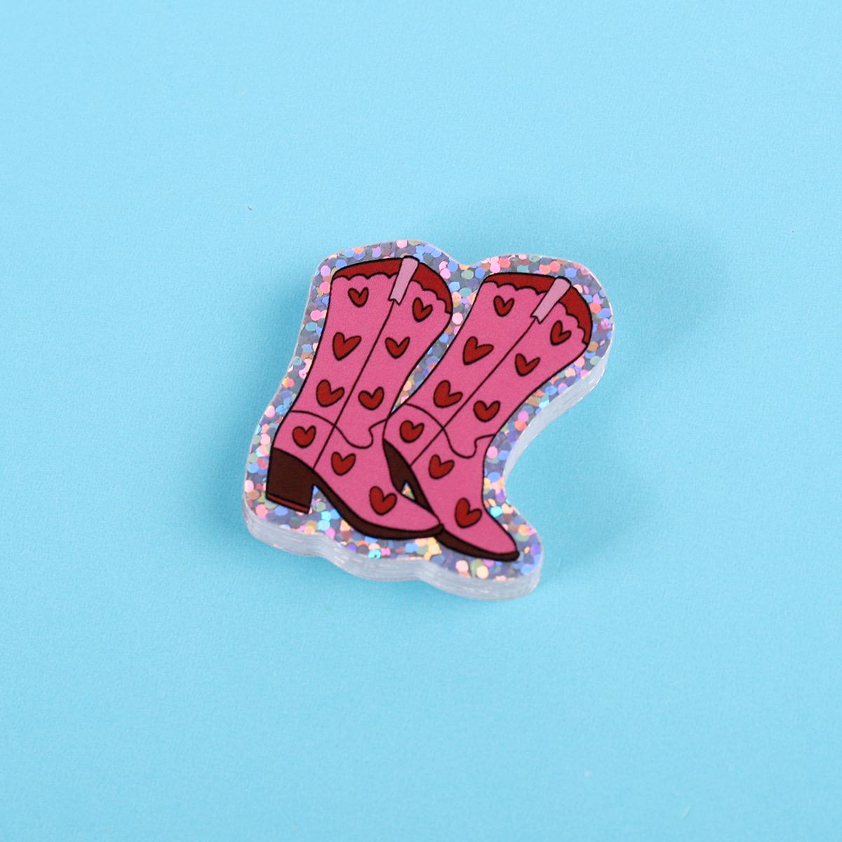 Heart cowboy boots | Small Glitter Sticker